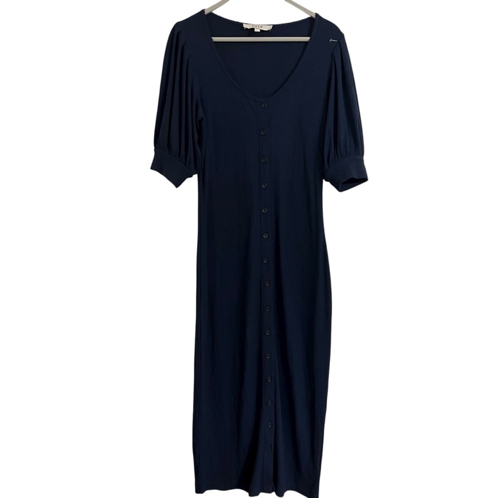 Joie dress Navy Blue Button Down ribbed knit small minimalist neutral chic